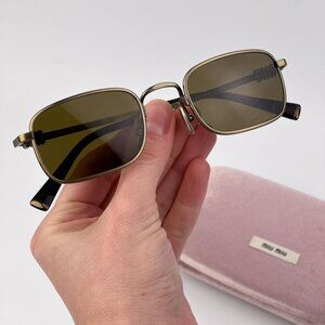 Miu Miu Women’s Rectangle Sunglasses – Old Gold Brown Model MUA53S 26C09Z